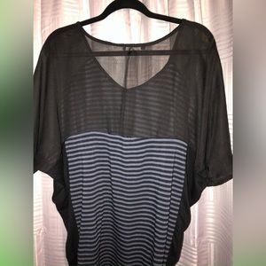 B’leev sheer black and grey top XL